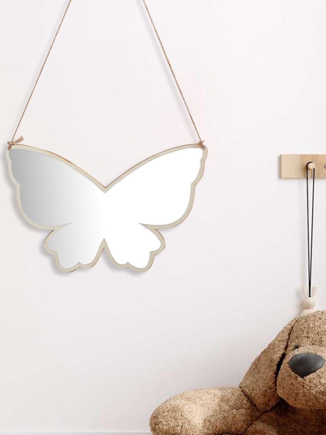 

Home Centre Beige Solid Butterfly Mirrors, Transparent