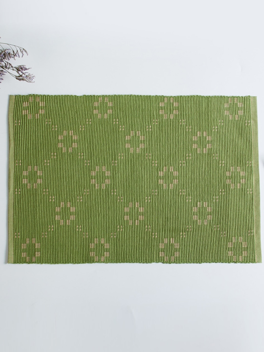 

Home Centre Set Of 2 Green Textured Cotton Table Placement