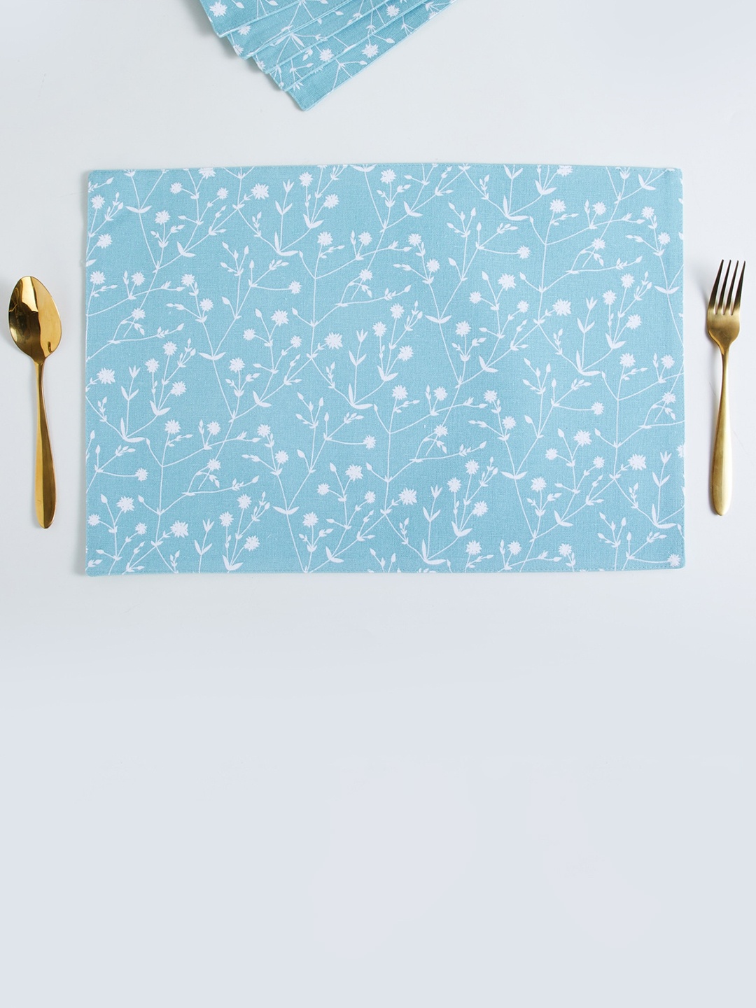 

Home Centre Set of 6 Blue Floral Printed Cotton Table Placement