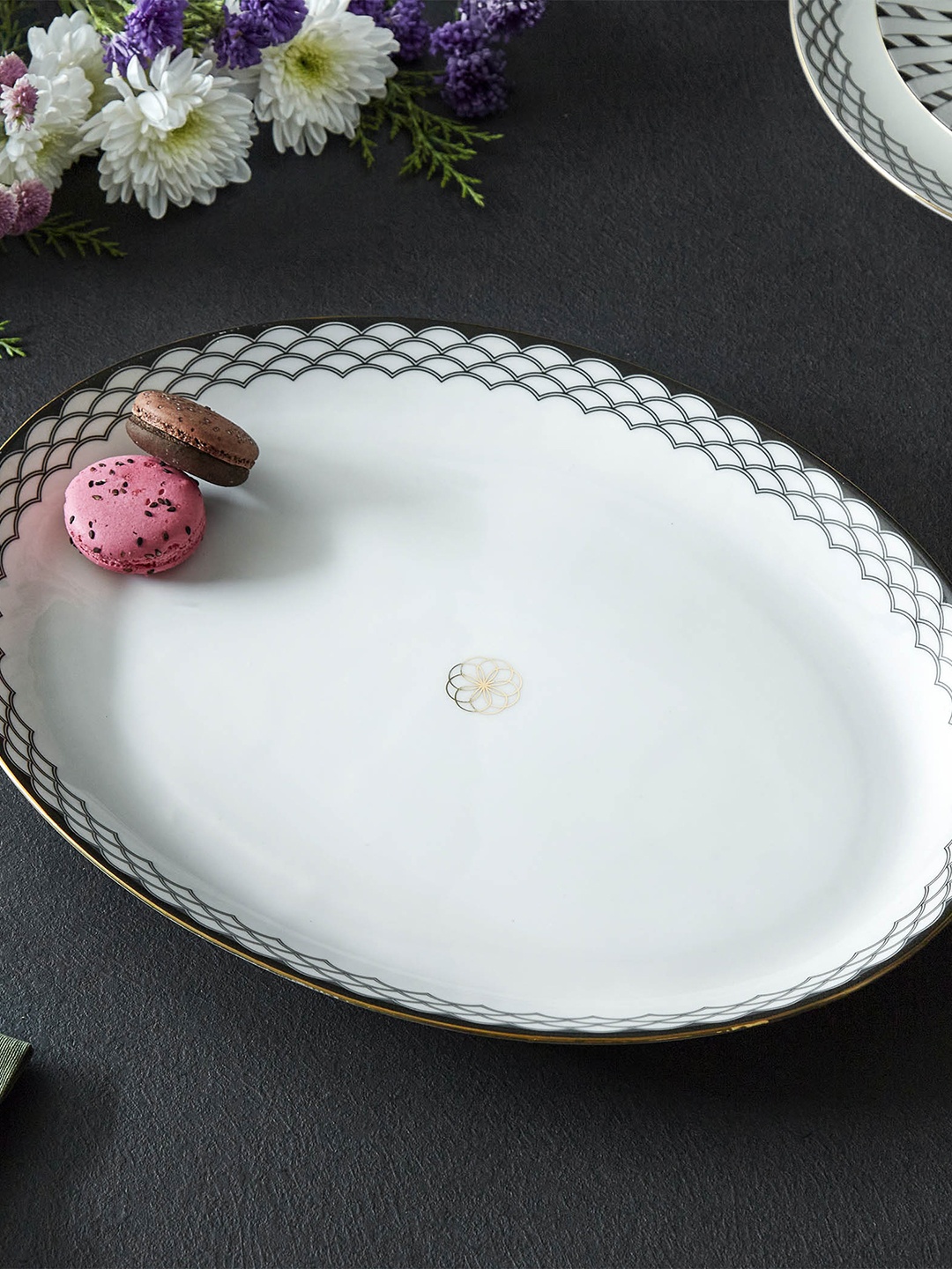 

Home Centre Black & White Printed Bone China Platter