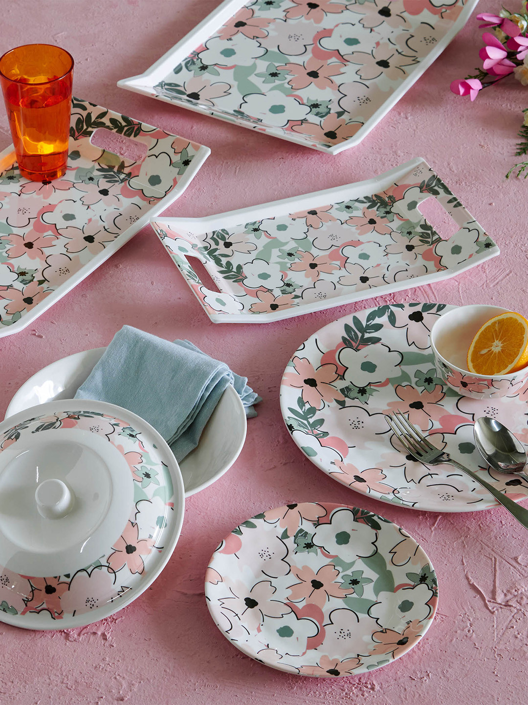 

Home Centre Pink Printed Serving Tray