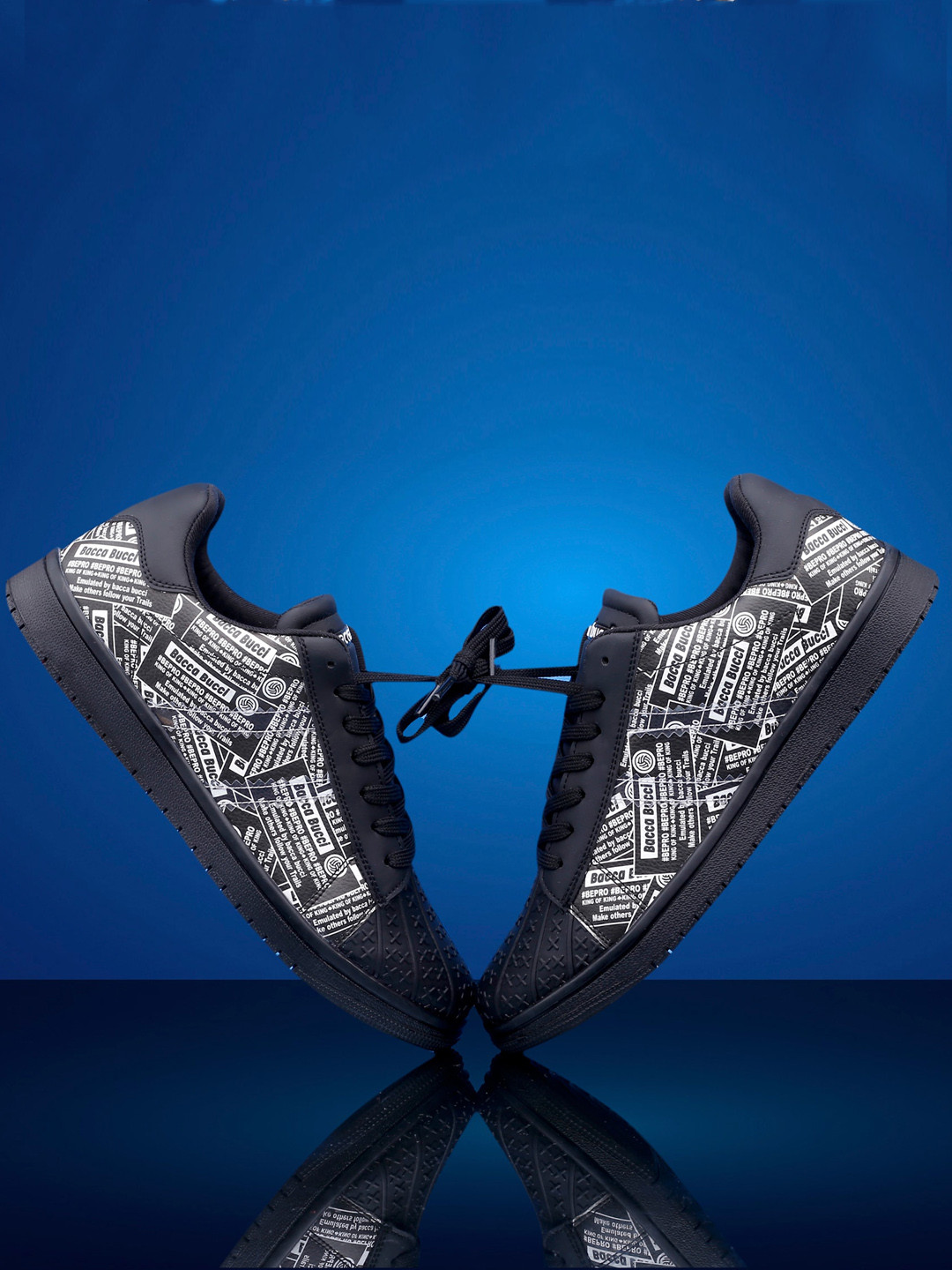 

bacca bucci Men Black Woven Design Sneakers