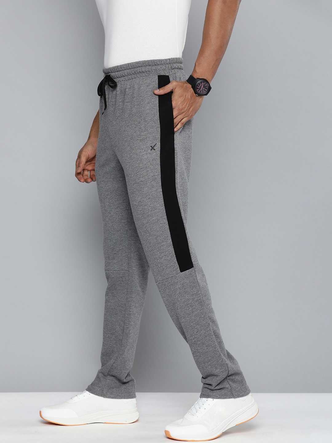 

HRX By Hrithik Roshan Men Grey Melange Solid Track Pants