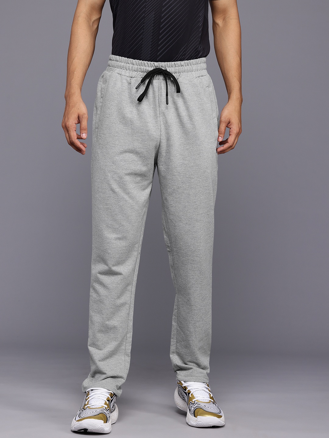 

HRX By Hrithik Roshan Men Solid Charcoal Heather Terry Track Pants