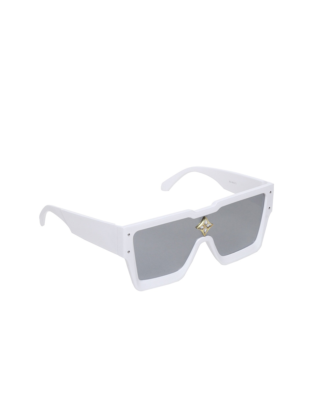 

GARTH Unisex Grey Lens & White Oversized Sunglasses with UV Protected Lens, Silver