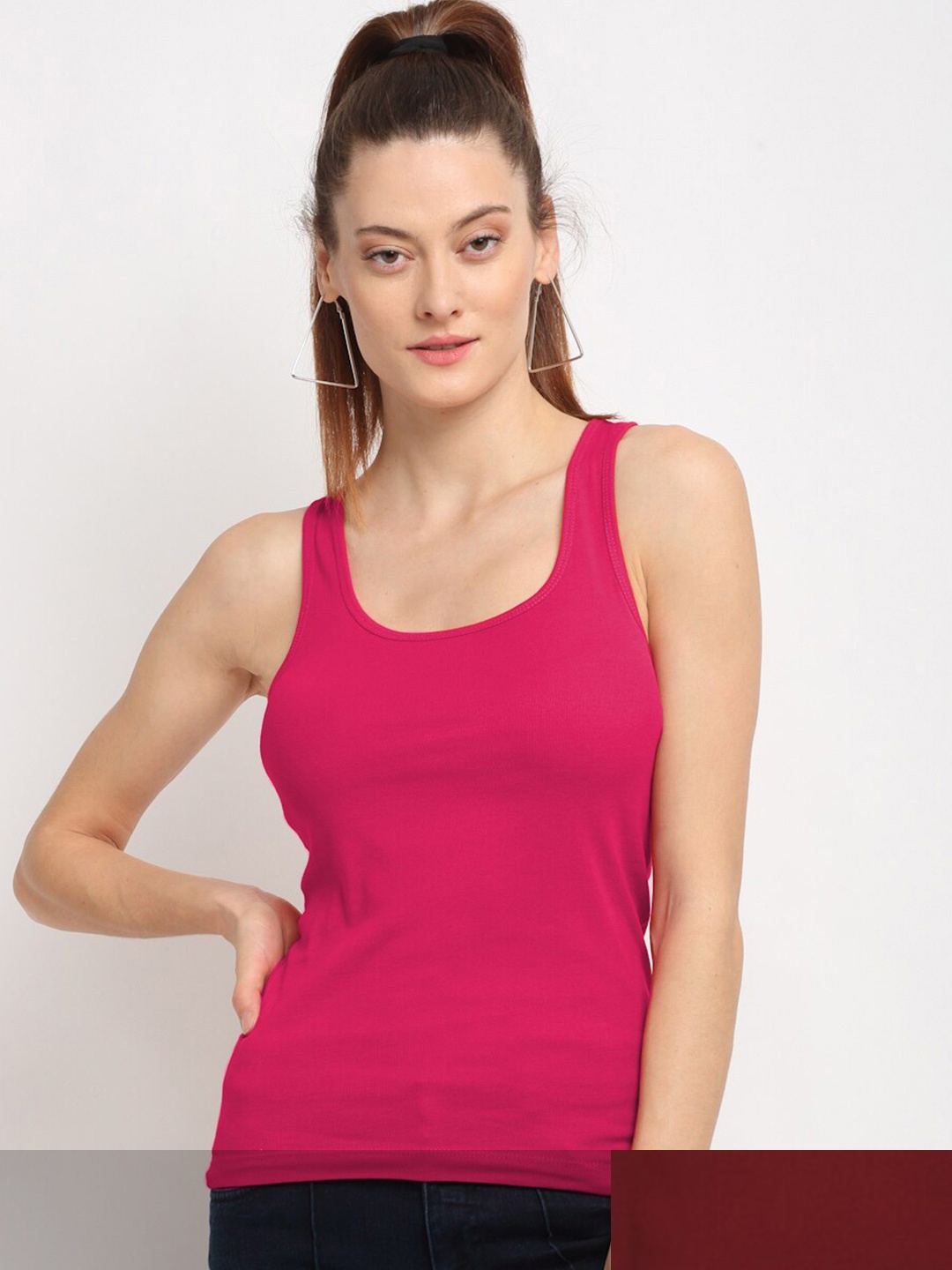 

Friskers Women Pack of 2 Pink & Maroon Tank Top