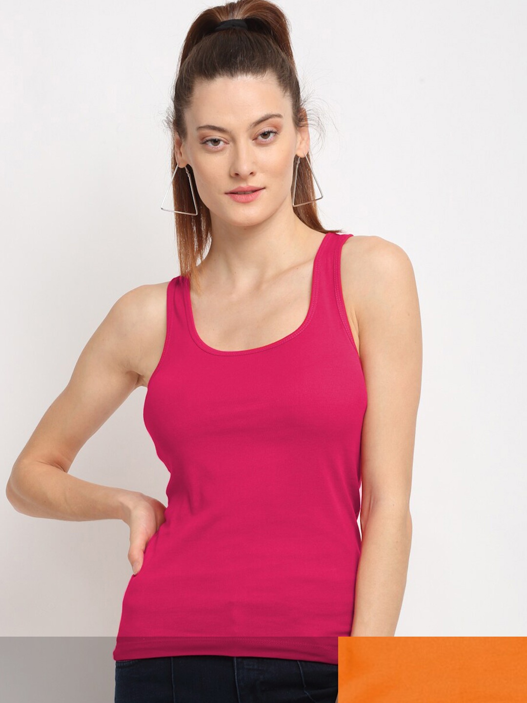 

Friskers Women Pack of 2 Pink & Orange Tank Top