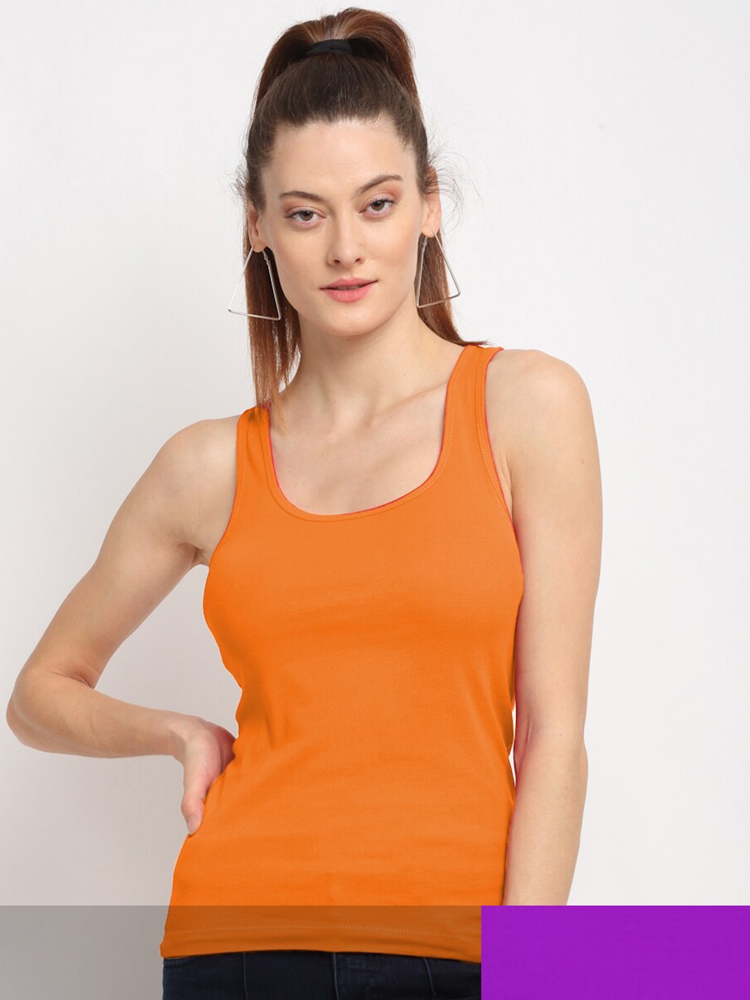 

Friskers Women Pack of 2 Orange & Purple Tank Top
