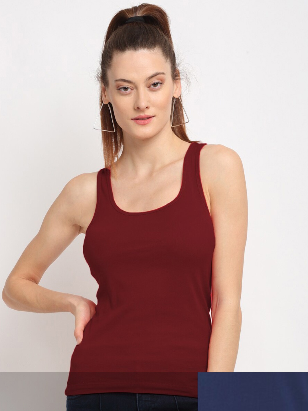 

Friskers Women Pack of 2 Maroon & Navy Blue Tank Top