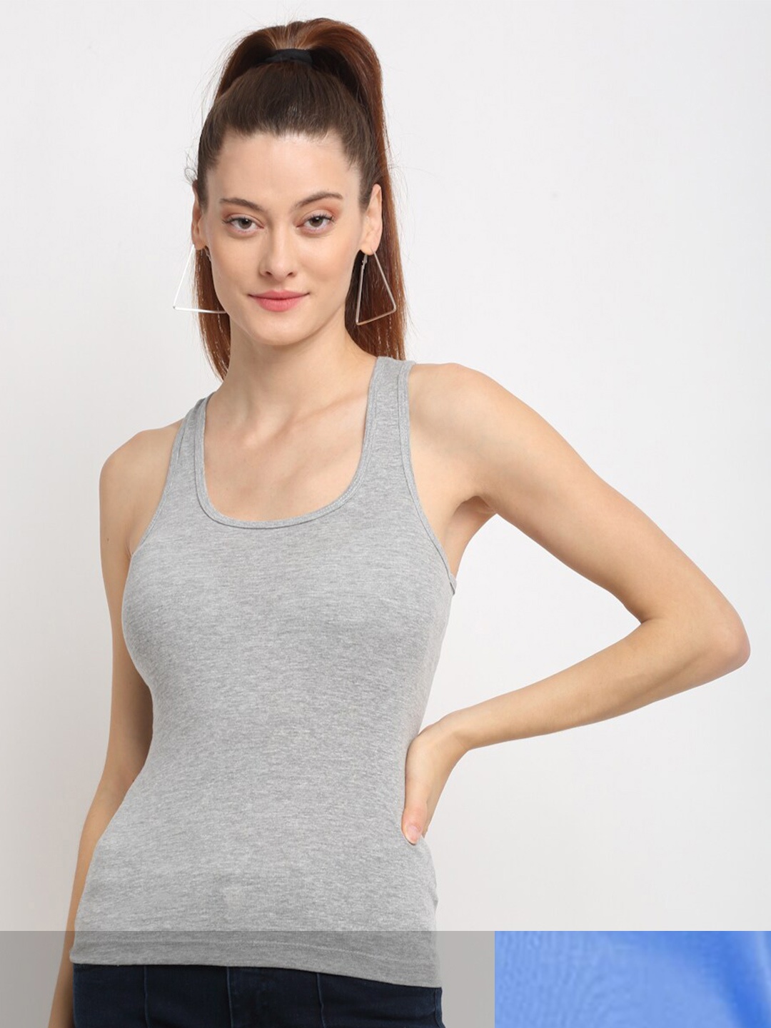 

Friskers Women Pack of 2 Grey & Blue Tank Top