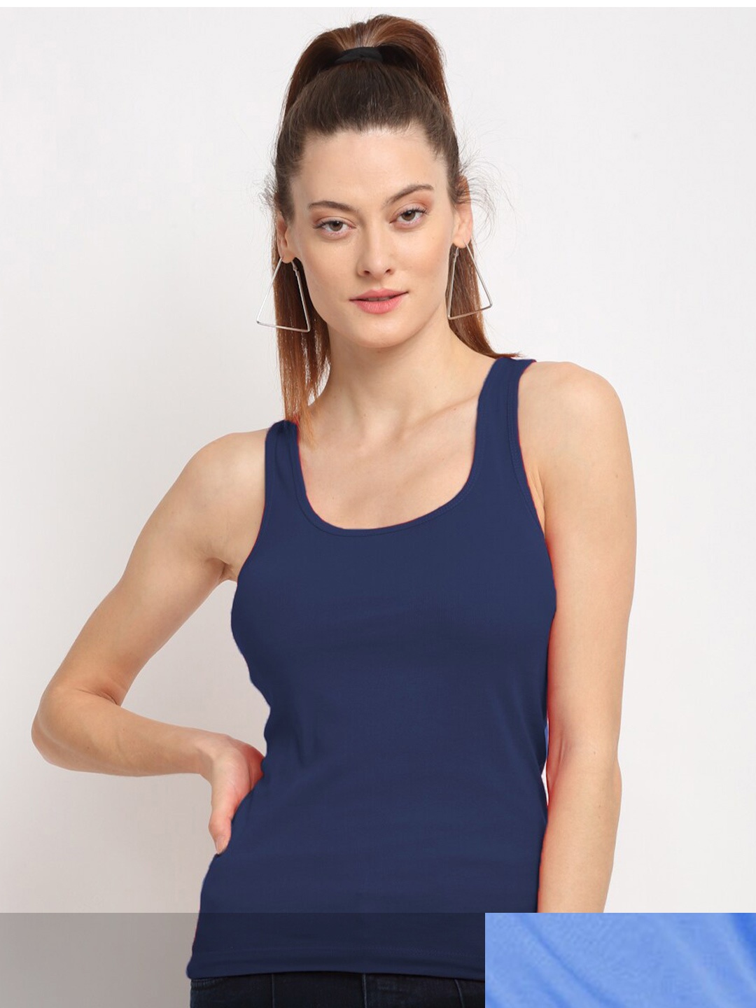 

Friskers Women Navy Blue & Blue Pack Of 2 Tank Top