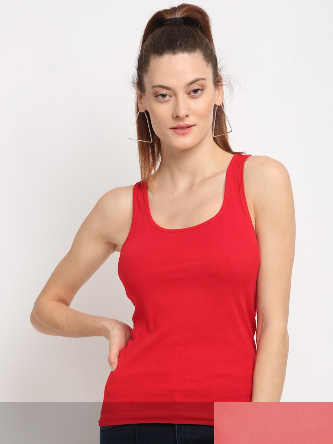 

Friskers Women Red & Coral Pack Of 2 Tank Top