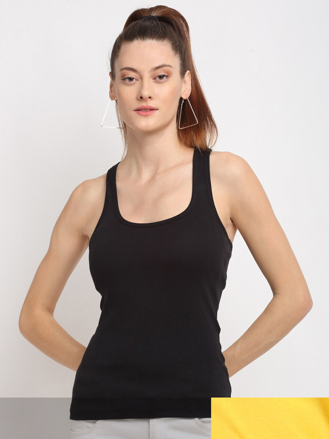 

Friskers Women Black & Yellow Pack Of 2 Tank Top