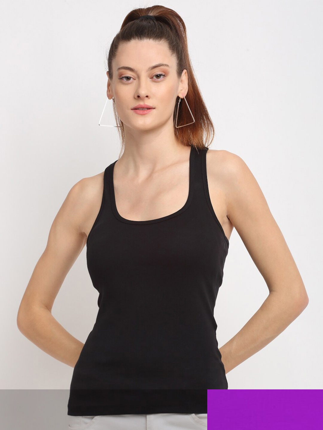 

Friskers Women Black & Purple Pack Of 2 Tank Top