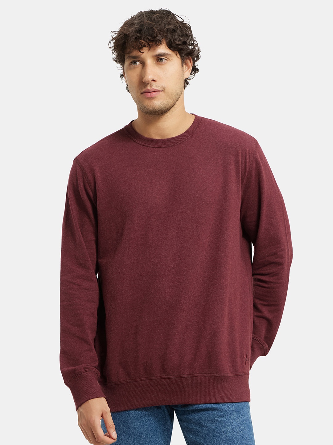 

Jockey Combed Cotton French Terry Sweatshirt with Ribbed Cuffs-2716, Burgundy