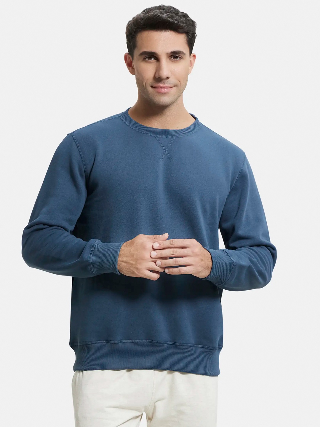 

Jockey Combed Cotton Rich Fleece Sweatshirt with StayWarm Technology-US92, Blue