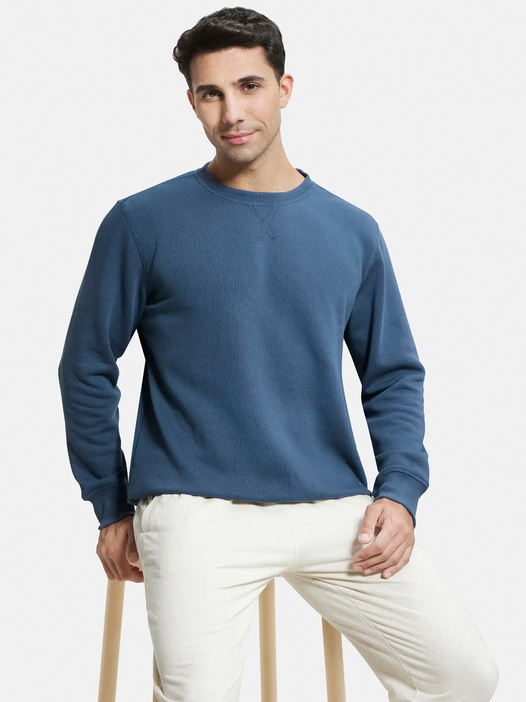 

Jockey Combed Cotton Rich Fleece Sweatshirt with StayWarm Technology-US92, Blue