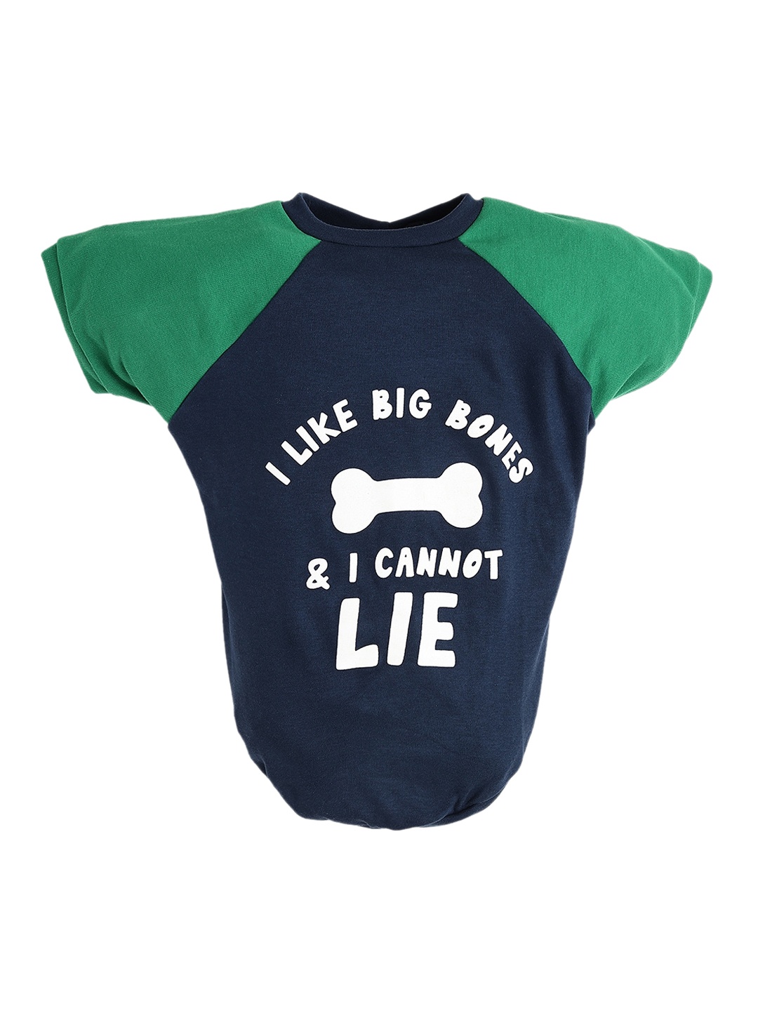 

thepawpstarco Green & Navy blue Printed Cotton Winter Dog T-shirt