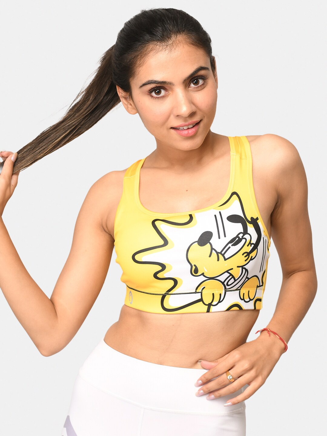 

Athlizur Disney Pluto Graphic Print Racerback Sports Bra, Yellow