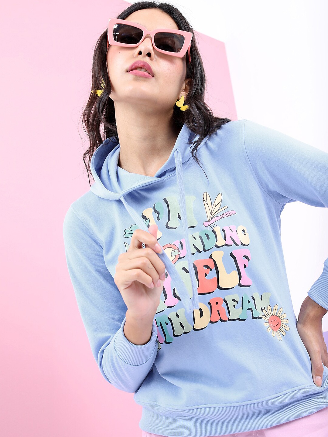 

Tokyo Talkies Women Lavender Printed Hooded Sweatshirt