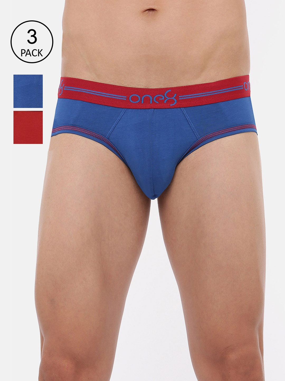

one8 by Virat Kohli Men Pack Of 3 Solid Basic Briefs, Blue