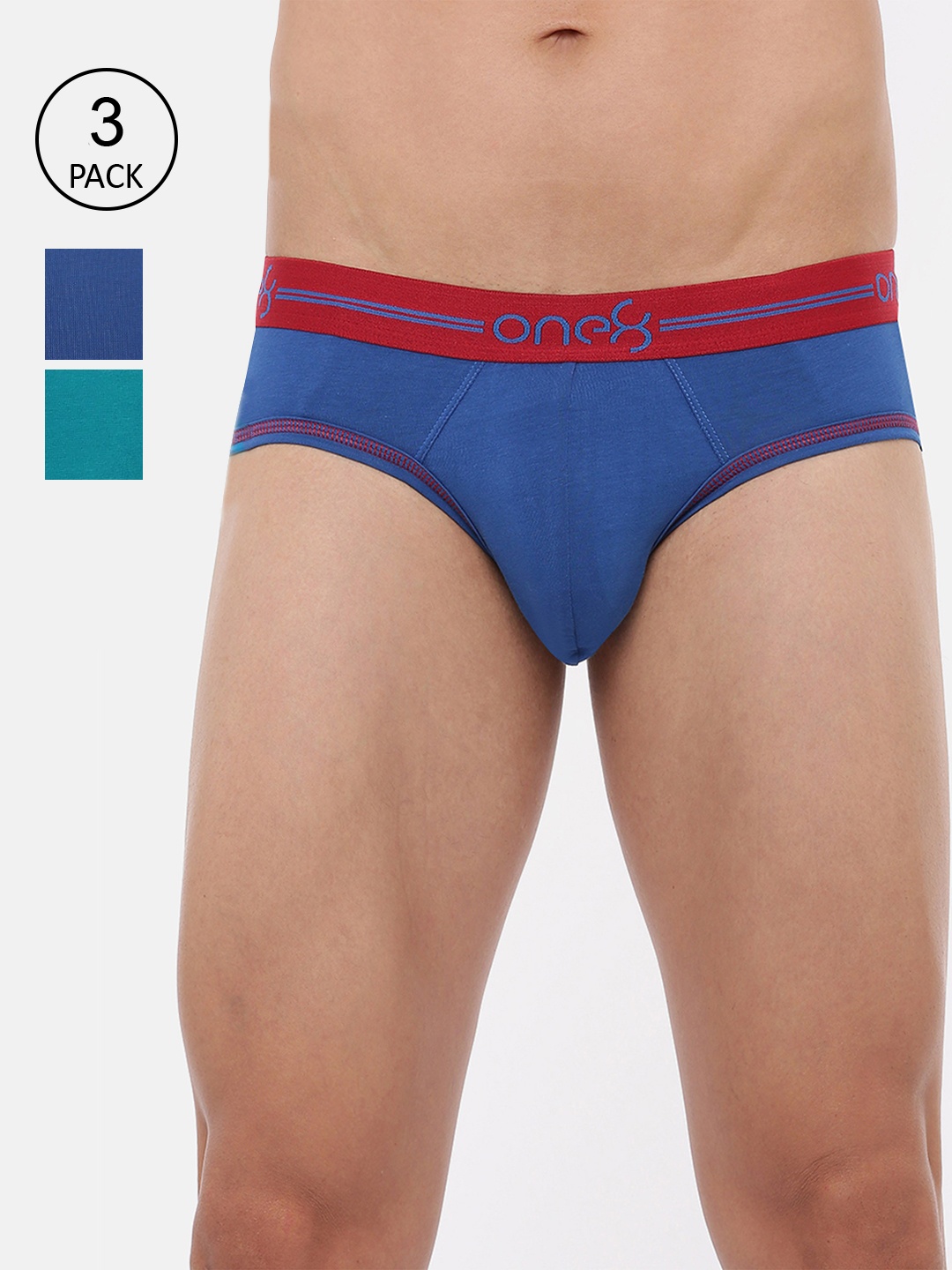 

one8 by Virat Kohli Men Pack Of 3 Solid Basic Briefs, Sea green