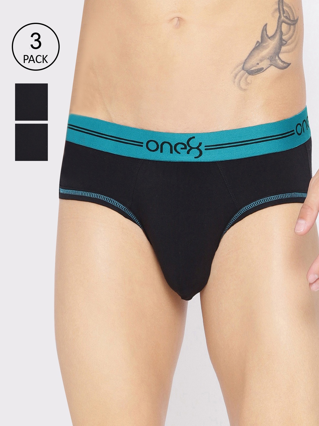 

one8 by Virat Kohli Men Pack Of 3 Solid Basic Briefs, Navy blue