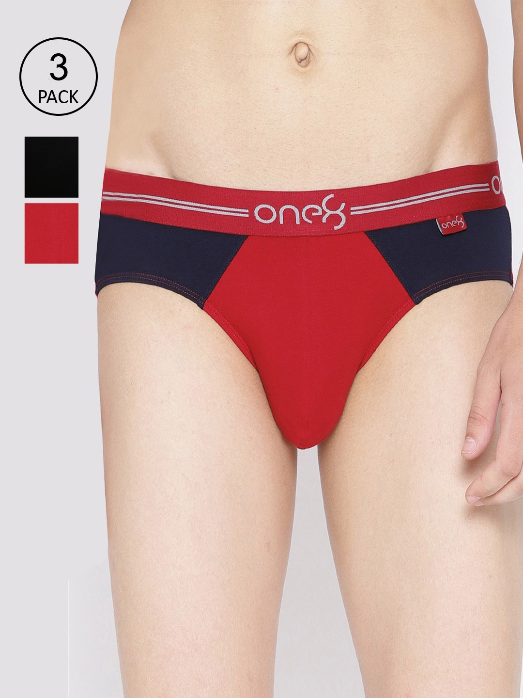 

one8 by Virat Kohli Men Pack Of 3 Colour-Blocked Briefs, Red