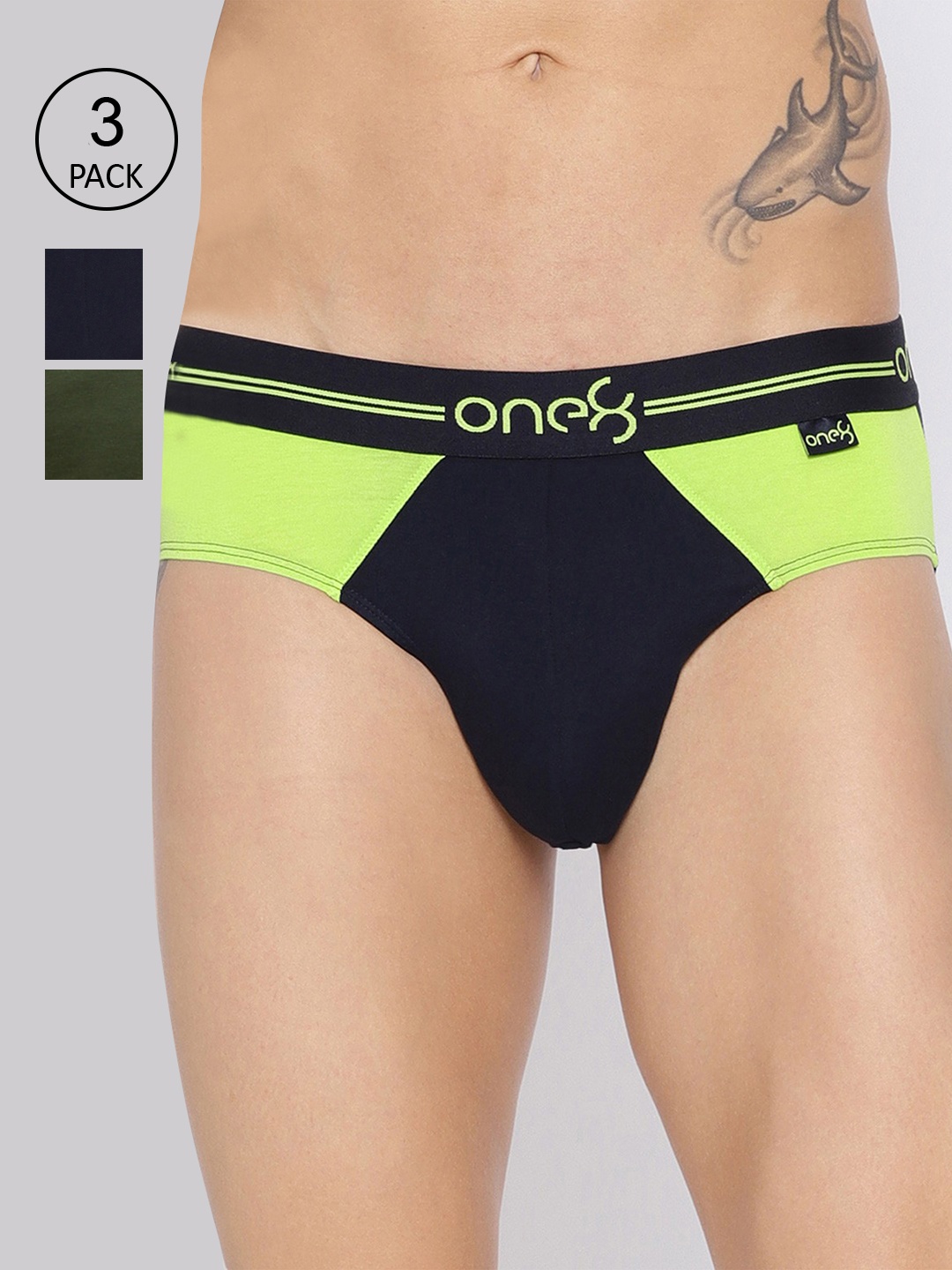

one8 by Virat Kohli Men Pack Of 3 Colour-Blocked Briefs, Navy blue
