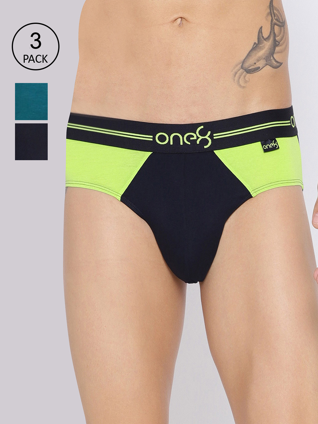

one8 by Virat Kohli Men Pack of 3 Colourblocked Briefs, Navy blue