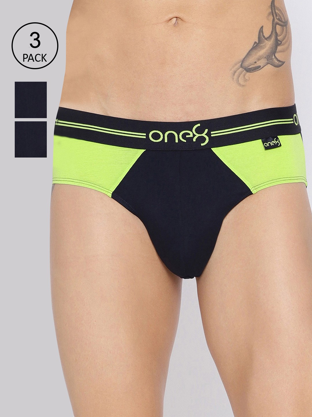 

one8 by Virat Kohli Men Pack Of 3 Colourblocked Briefs, Navy blue