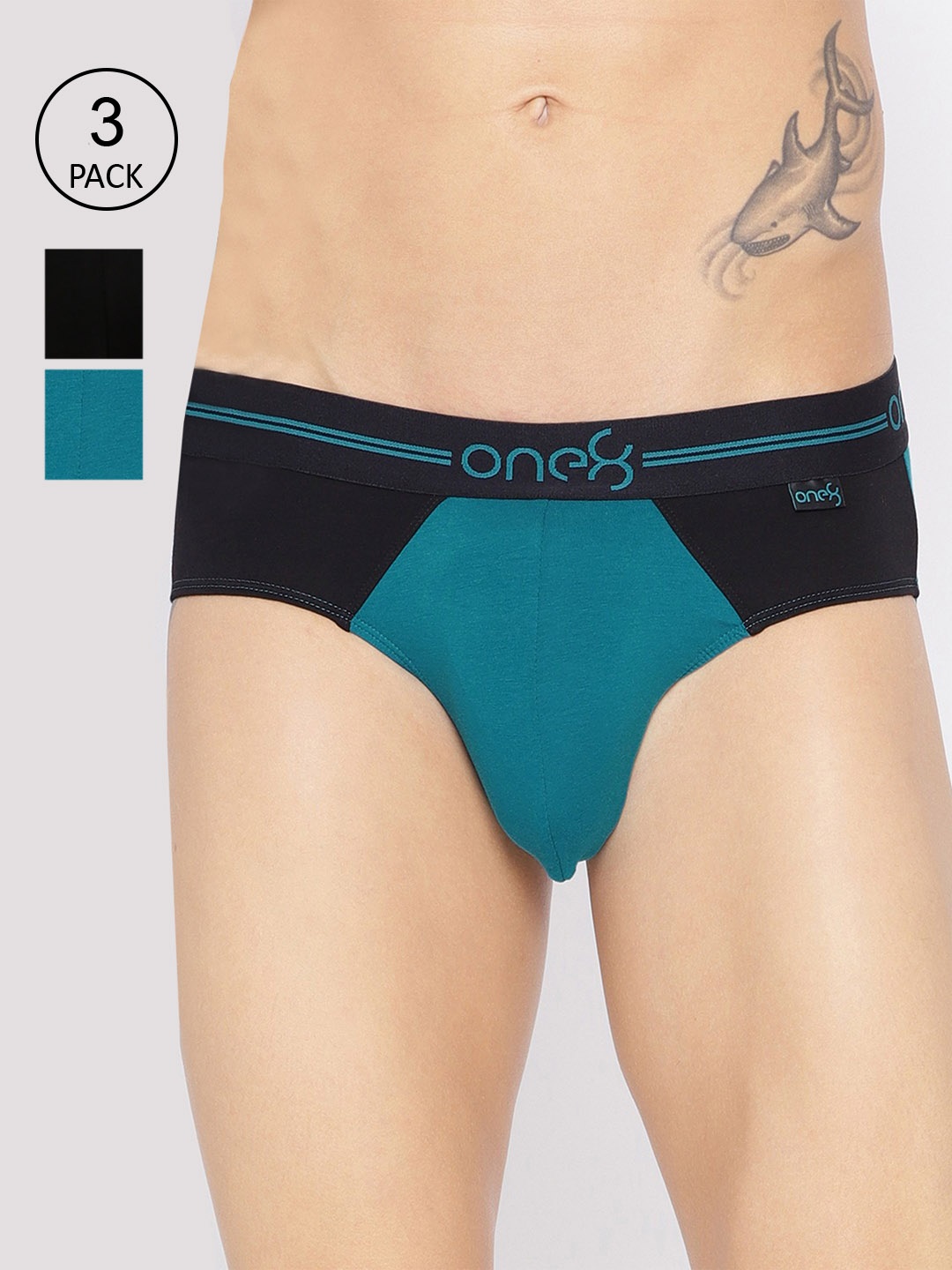 

one8 by Virat Kohli Men Pack of 3 Low-Rise Basic Briefs, Sea green