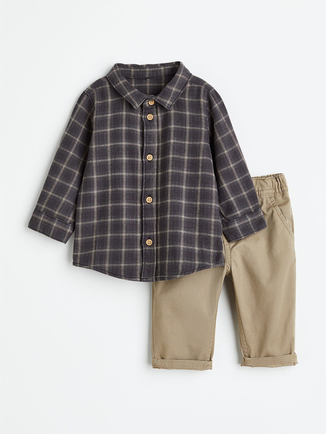 

H&M Boys Beige Windowpane Checks Checked Casual Shirt