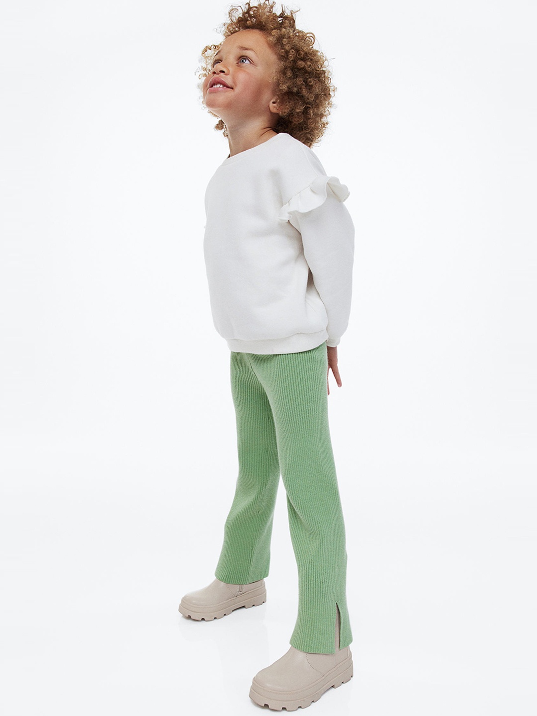 

H&M Girls Green Solid Leggings