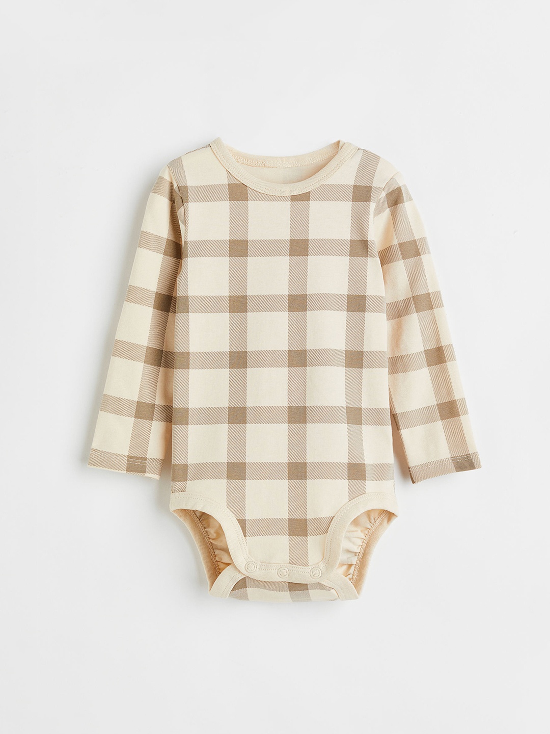 

H&M Infant Girls Beige Checked Bodysuit