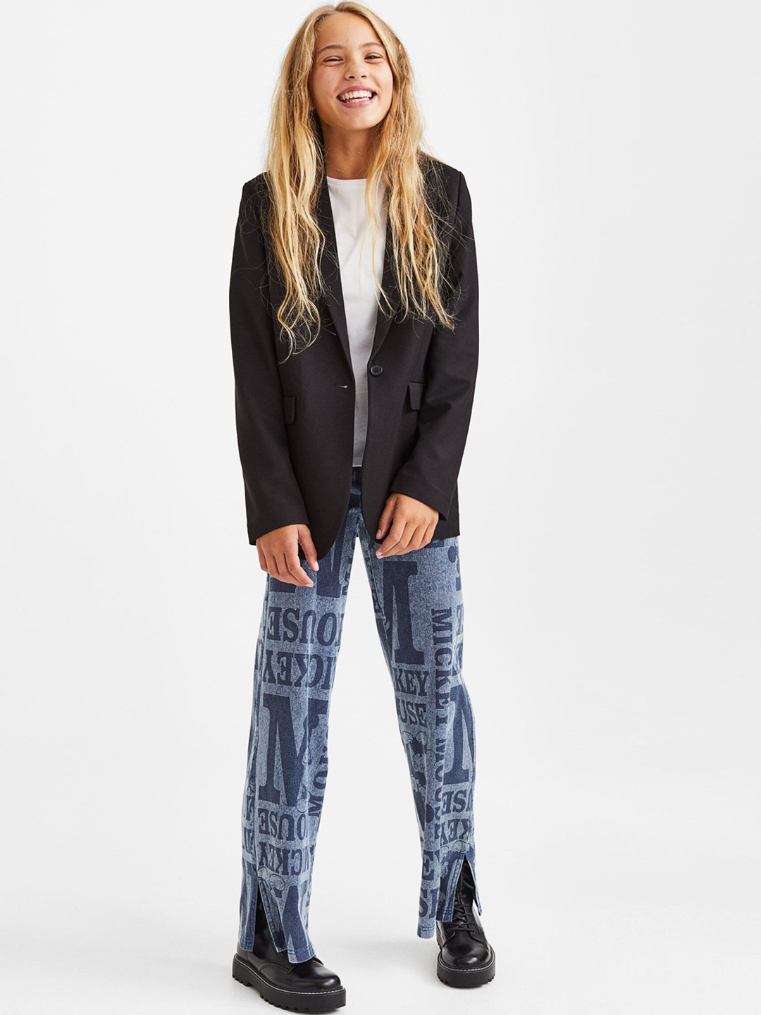 

H&M Girls Blue Printed Trousers