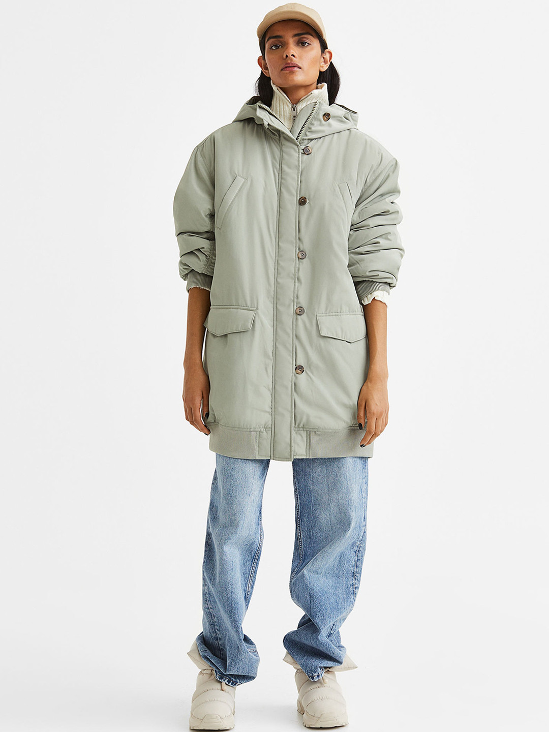

H&M Women Green Bomber Jacket