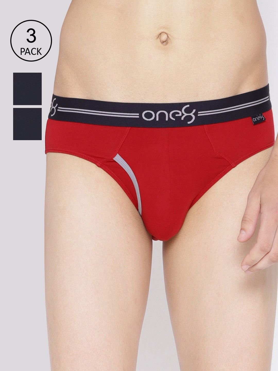 

one8 by Virat Kohli Men Pack Of 3 Solid Basic Briefs, Navy blue