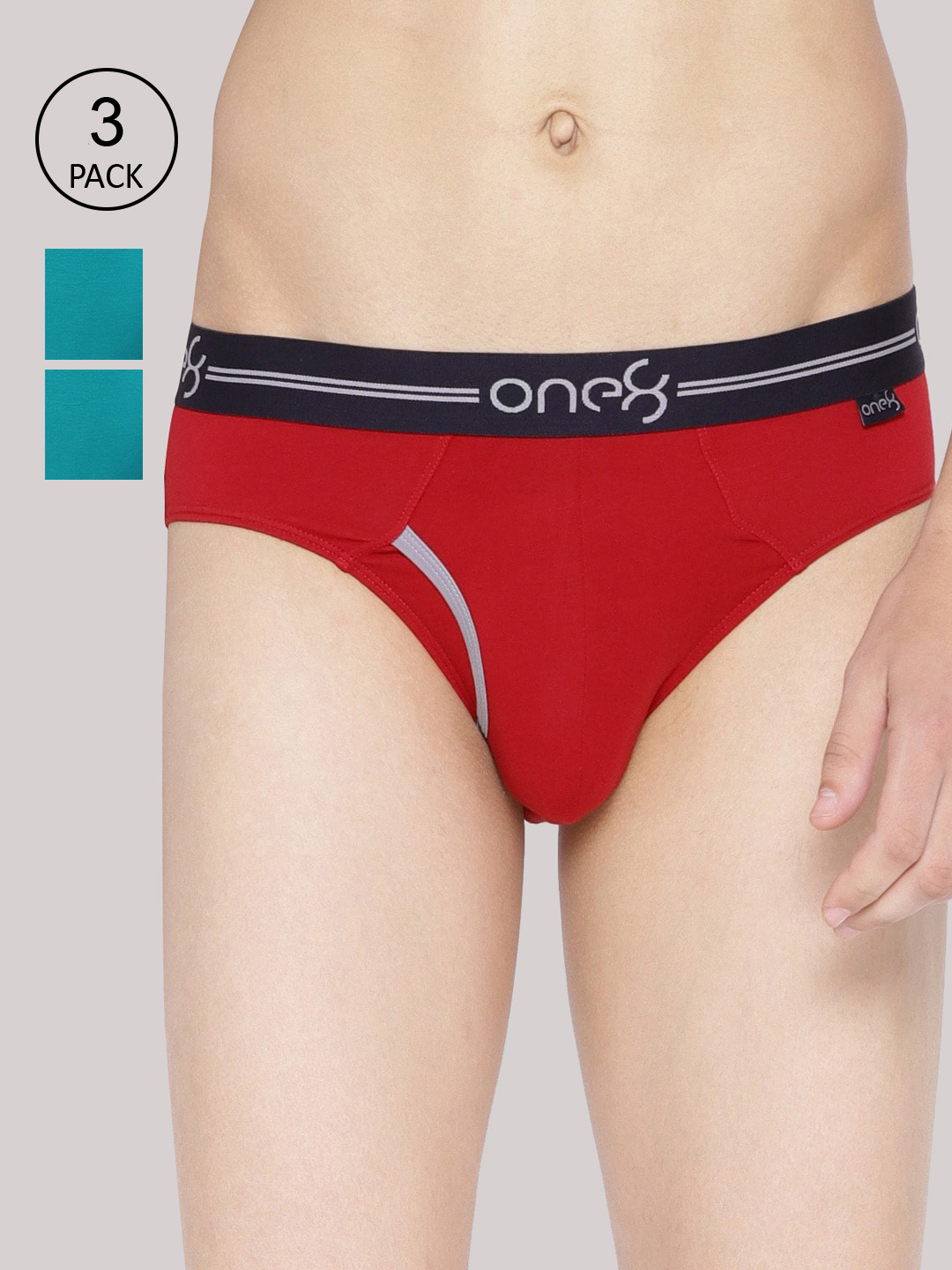 

one8 by Virat Kohli Men Pack Of 3 Solid Basic Briefs, Sea green