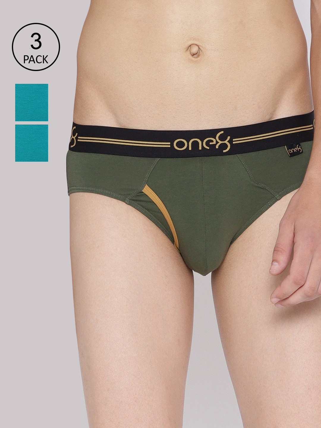 

one8 by Virat Kohli Men Pack Of 3 Solid Cotton Briefs, Sea green