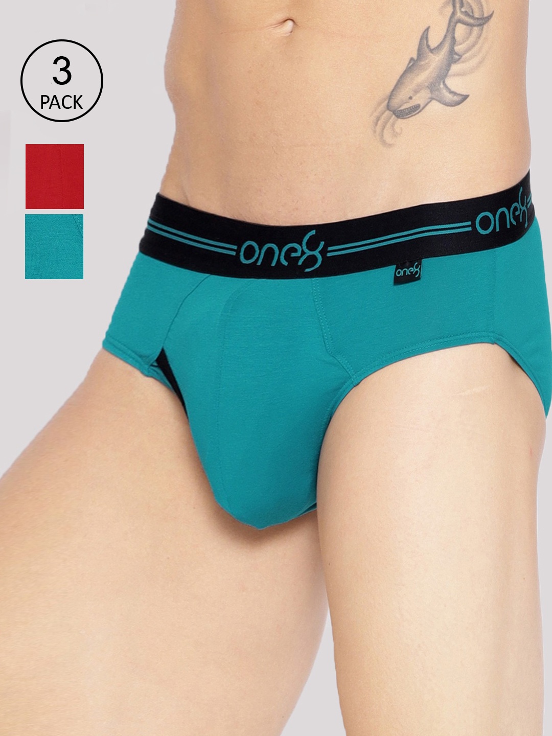 

one8 by Virat Kohli Men Pack Of 3 Solid Basic Briefs, Red