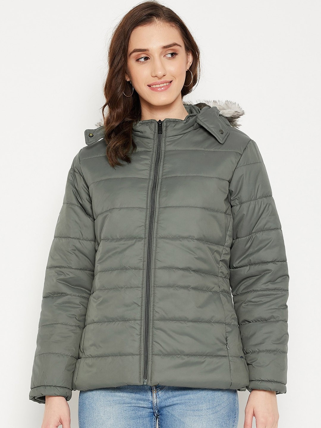 

Okane Women Olive Green Lightweight Puffer Jacket