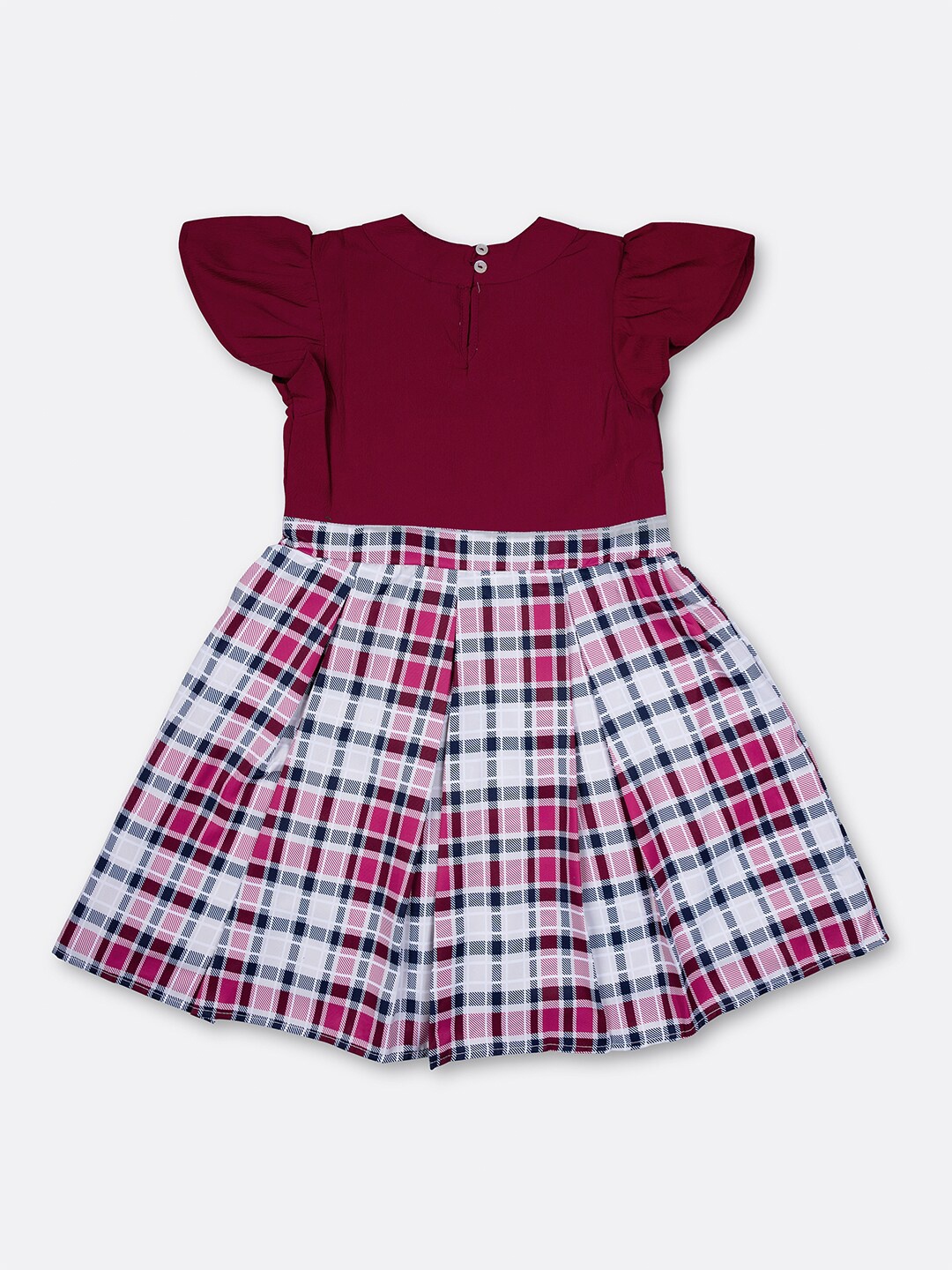 

MYY Maroon Checked Crepe Dress