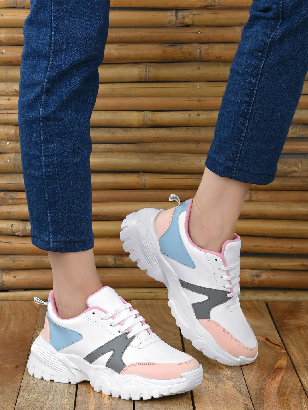 

Layasa Women Purple Colourblocked Sneakers, White