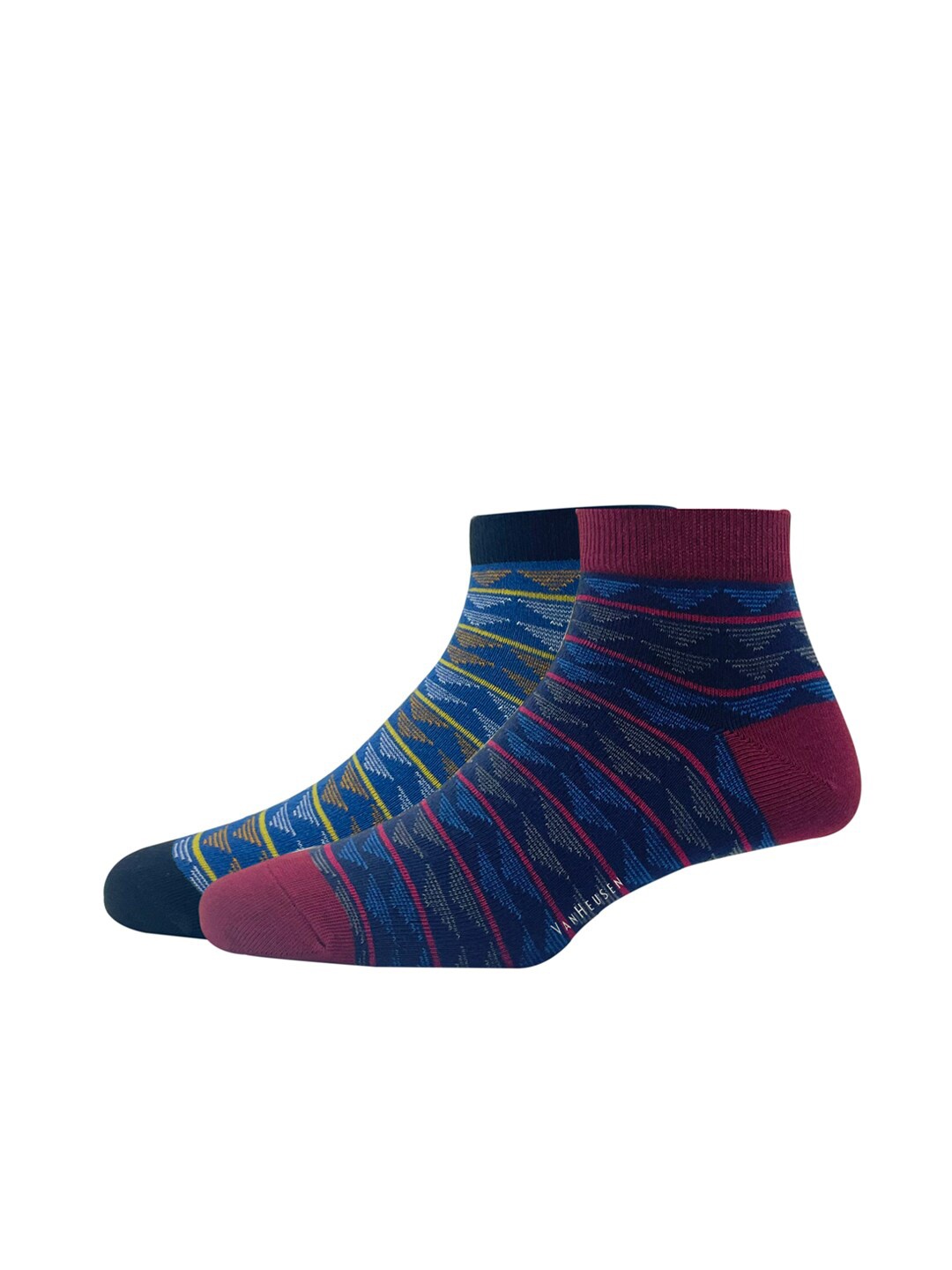 

Van Heusen Men Pack Of 2 Patterned Ankle-Length Cotton Socks, Blue