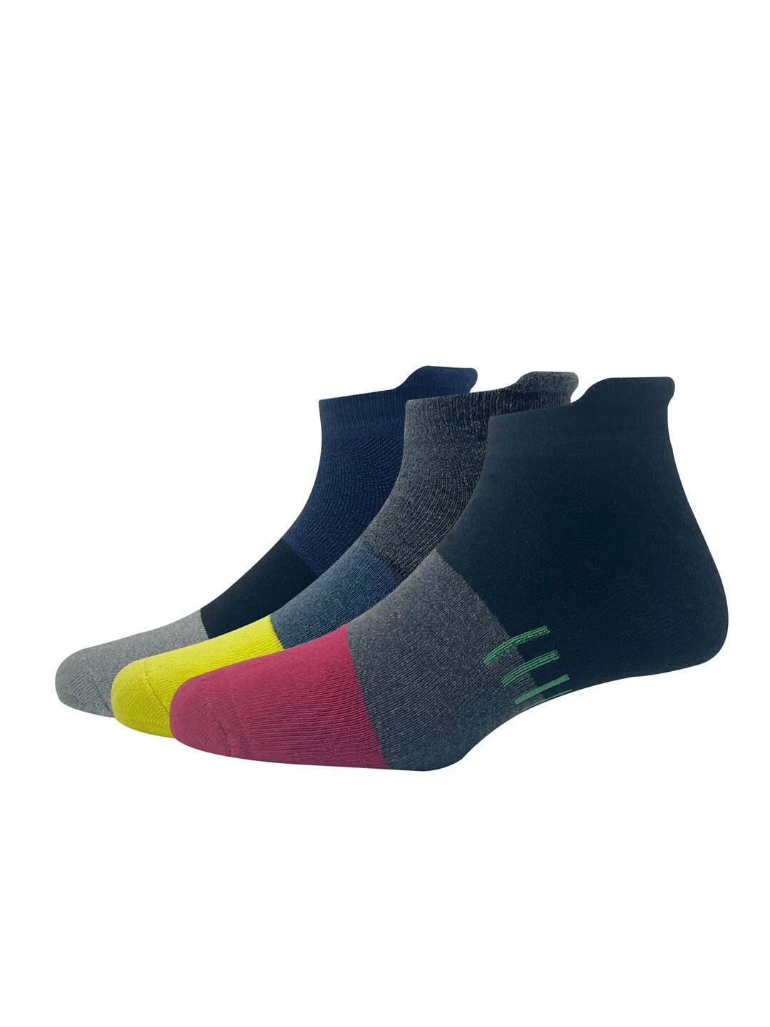 

Van Heusen Men Pack Of 3 Blue & Black Patterned Ankle-Length Cotton Socks