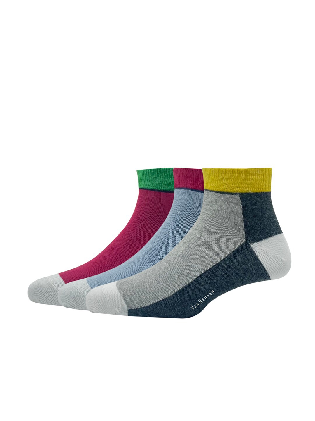 

Van Heusen Men Pack Of 3 Patterned Ankle-Length Cotton Socks, Blue