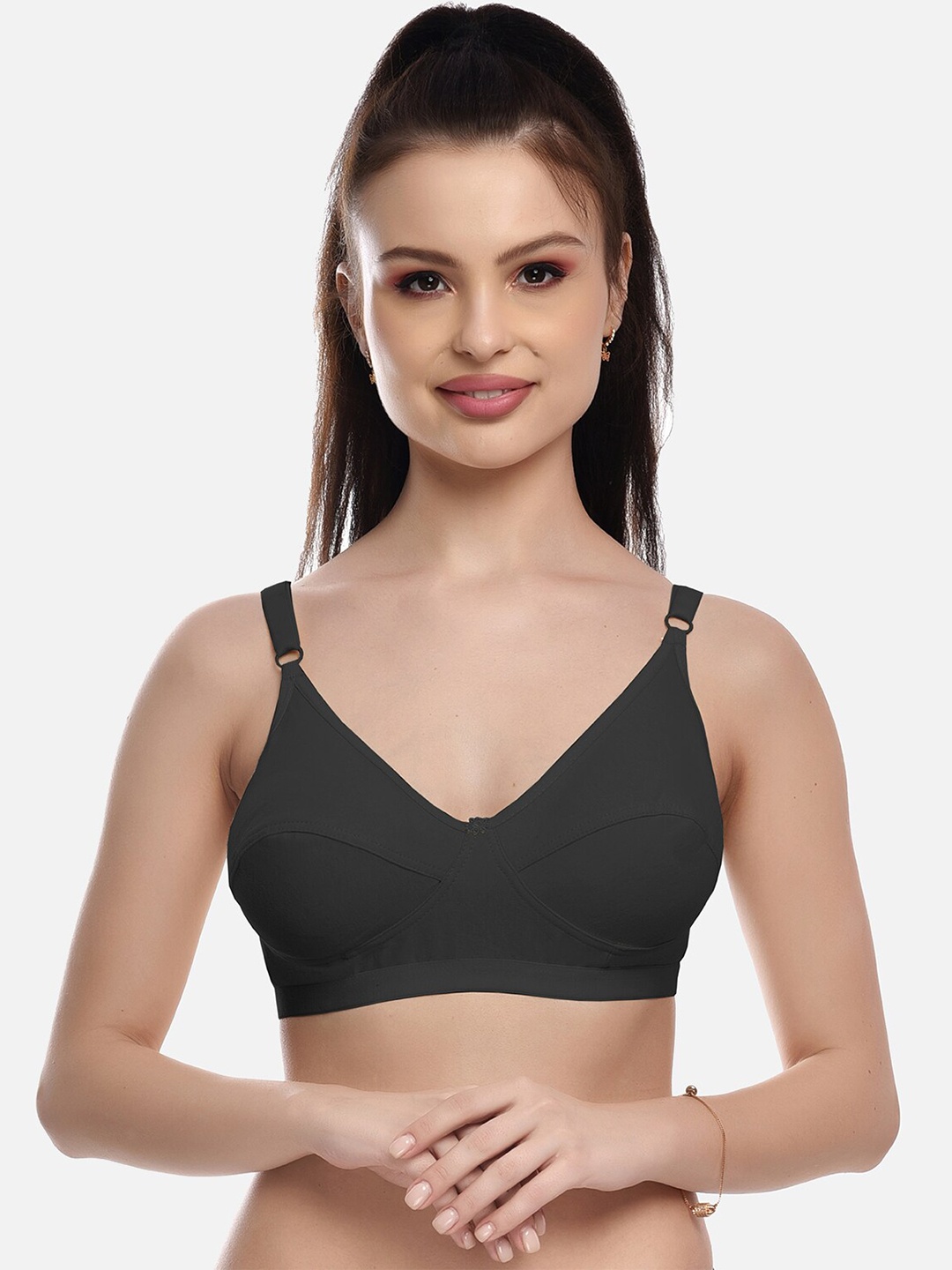 

FIMS Women Black Solid Non Padded Bra