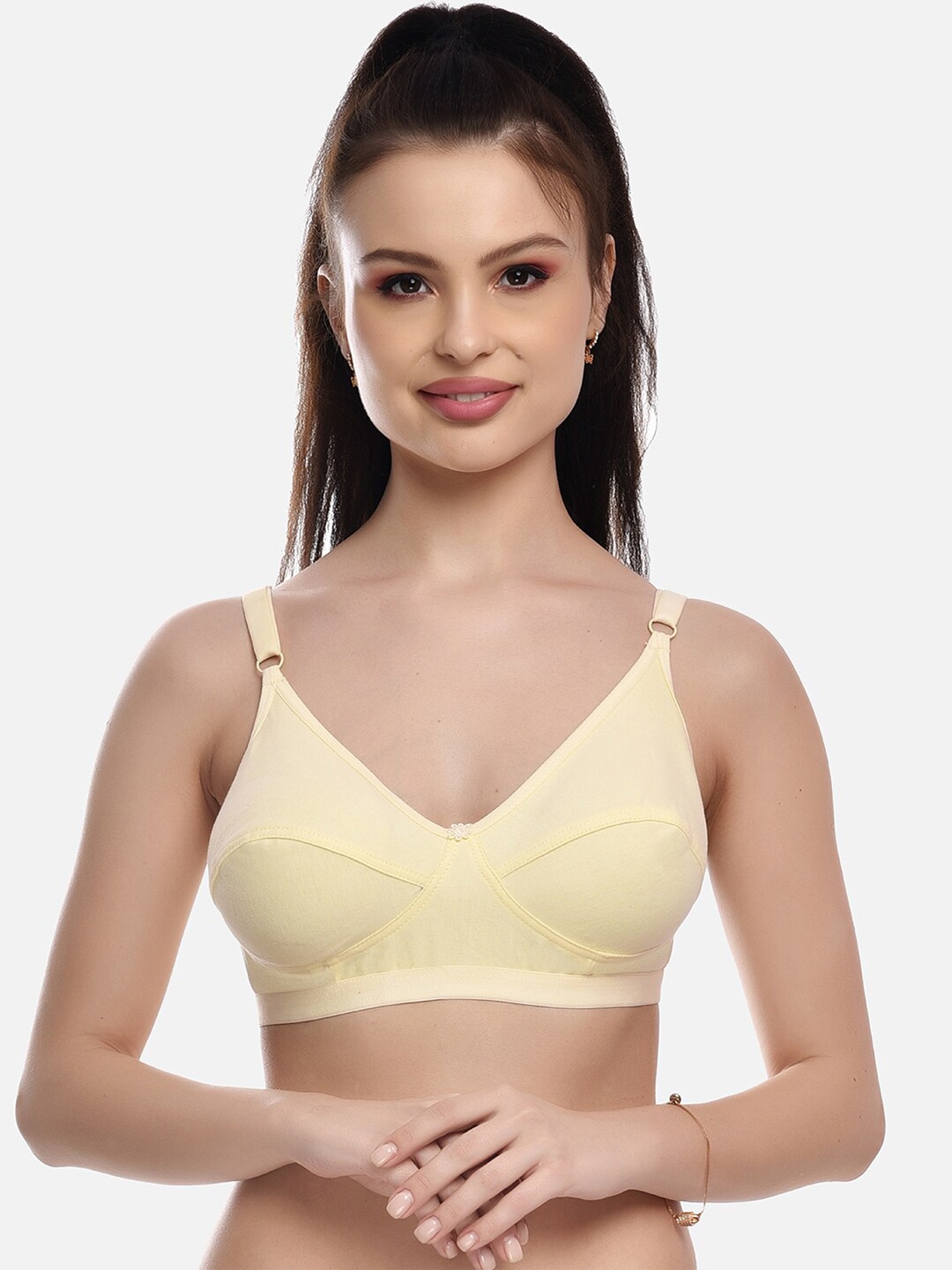 

FIMS Women Beige Solid Cotton Non Padded Bra
