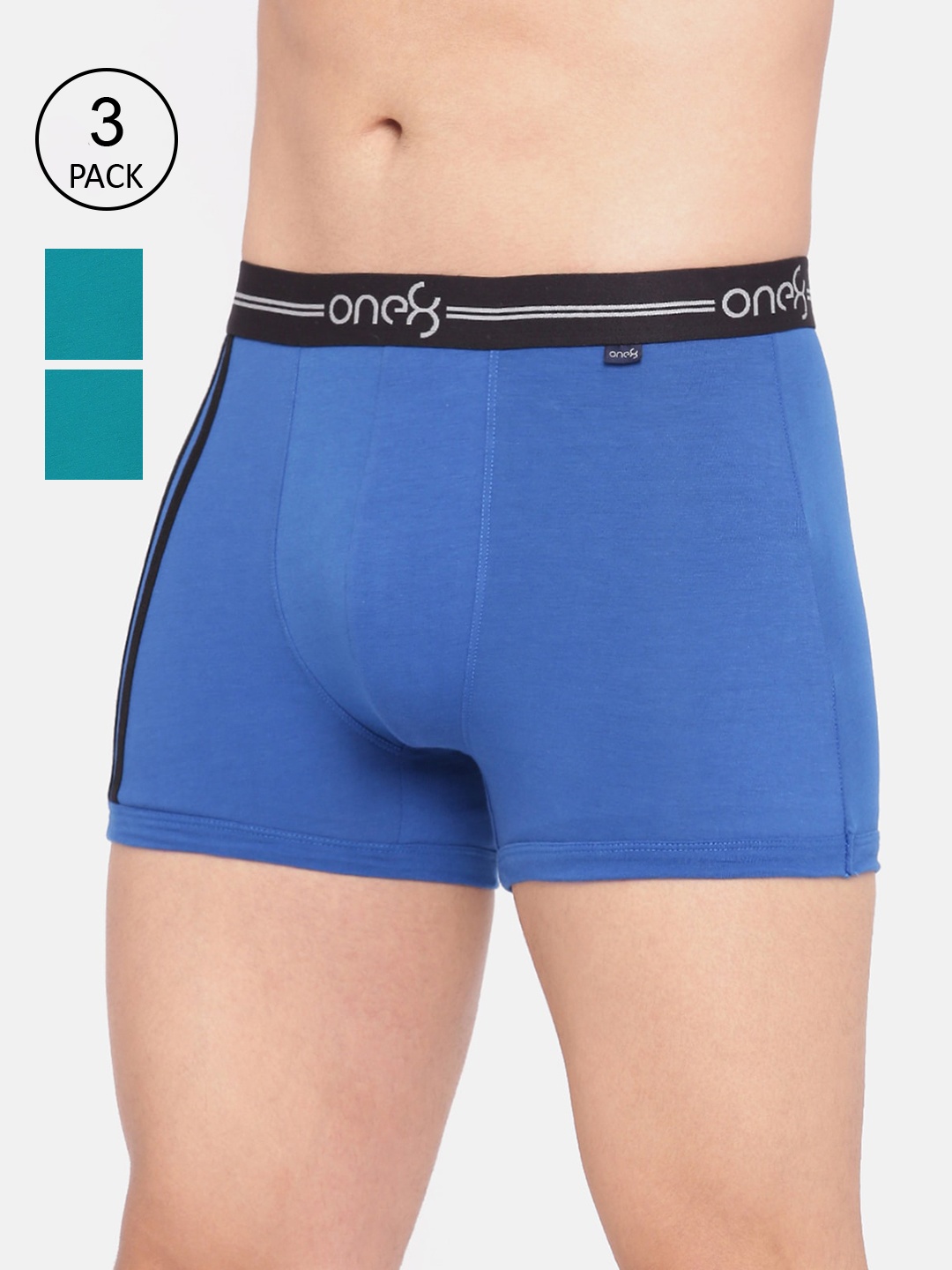 

one8 by Virat Kohli Men Pack Of 3 Solid Cotton Trunks 206-PO3, Sea green